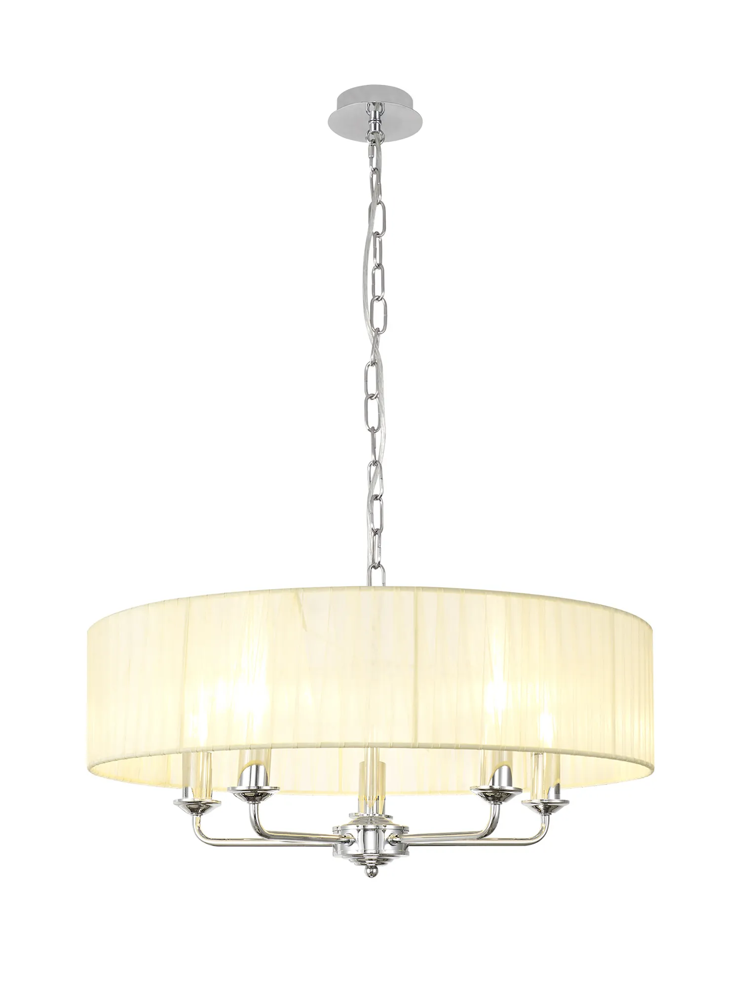 Banyan 45cm 3 Light Pendant Polished Chrome; Cream